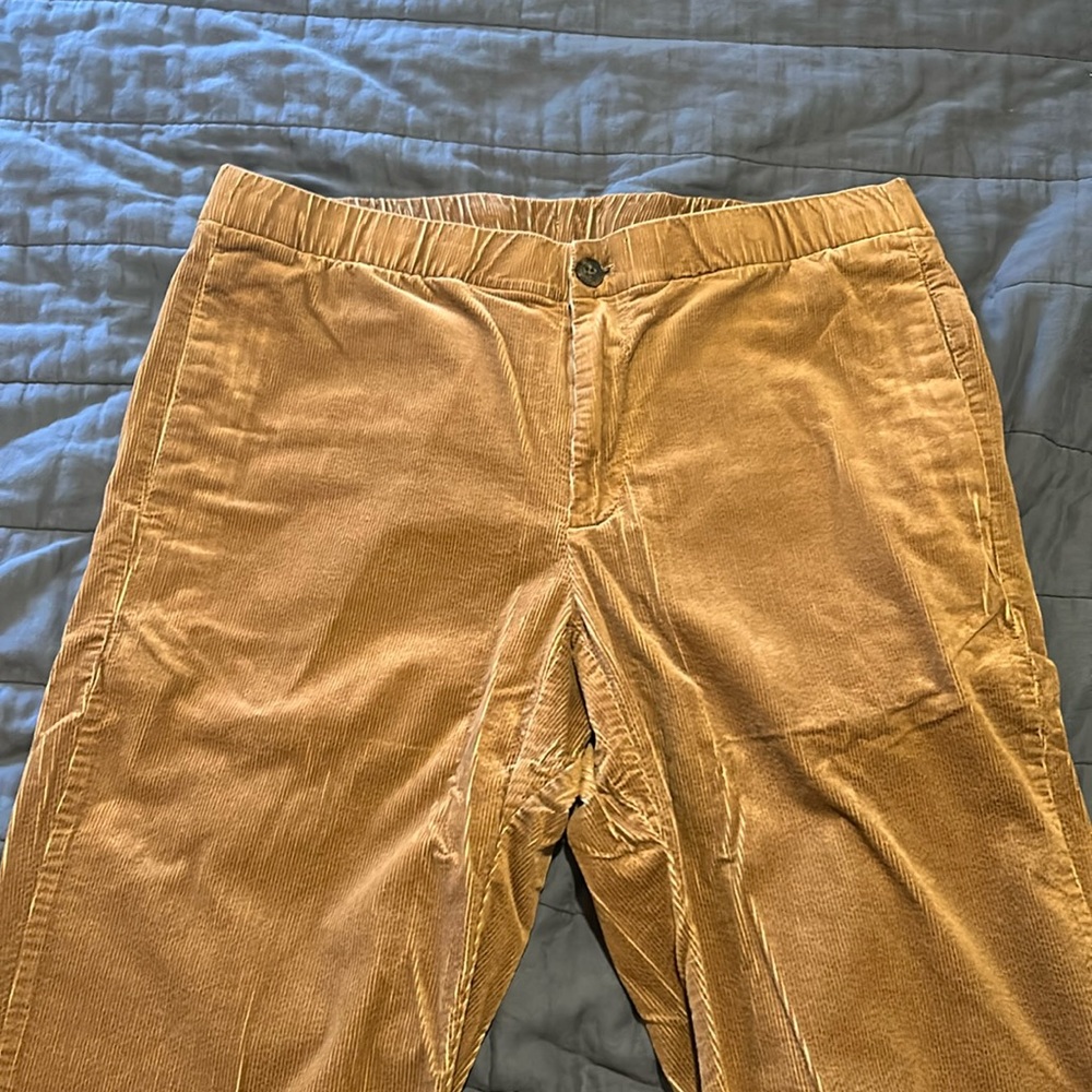 Bonobos stretch corduroy pants, size L Long (~34” inseam), elastic waist